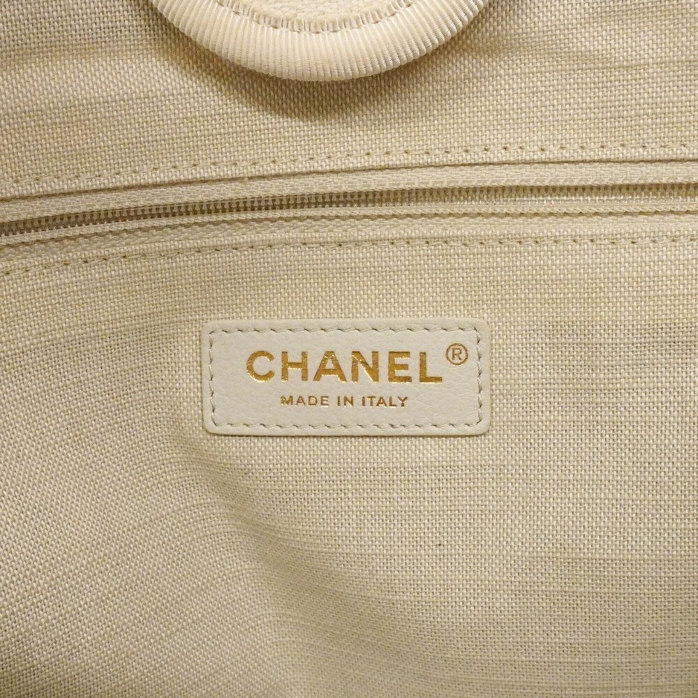 Chanel Deauville Canvas Handbag, White/Champagne, 2-way bag for women, P2877717 - Picture 5 of 14
